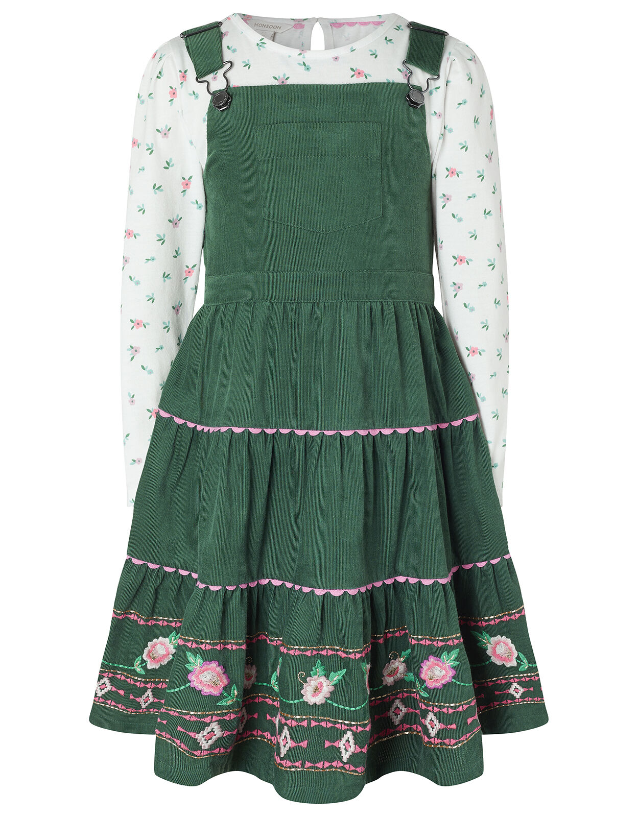 Embroidered Cord Pinafore Dress and Top ...
